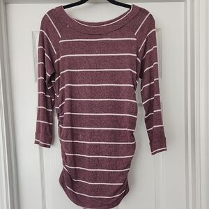 Striped Maroon and White Long Sleeve Top